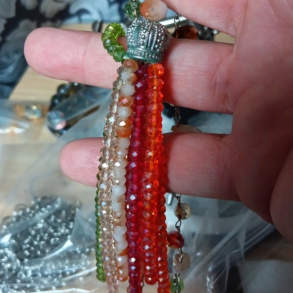 Sparkle Tassel Necklace Bold Colors - Picture 5 of 9
